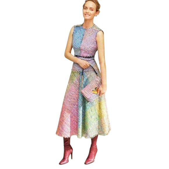 ESCADA TWEED MIDI DRESS SIZE 32D, XS/S US NEW - Picture 2 of 15